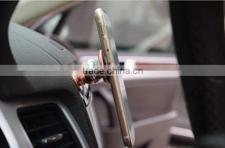 wholesale cell phone accessory aluminum magnetic car phone holder with 2 metal plate