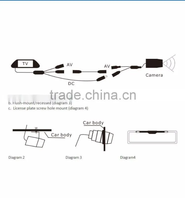 Parking guide lines 480TVL hd backup camera with wide angle