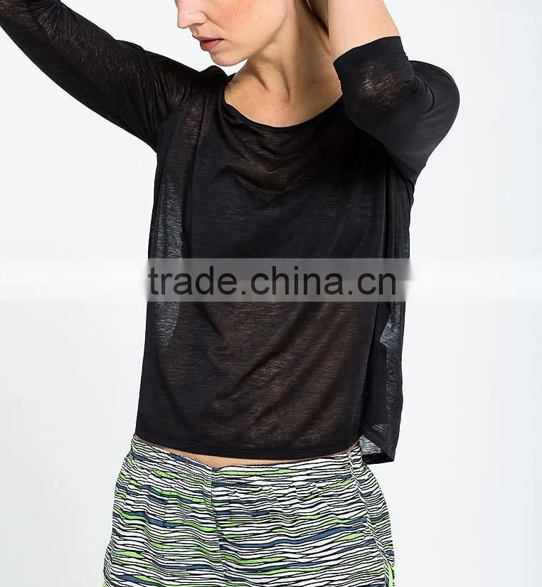 Ramax Custom Women Crew Neck 3/4 Sleeve Semi-sheer Running T Shirt
