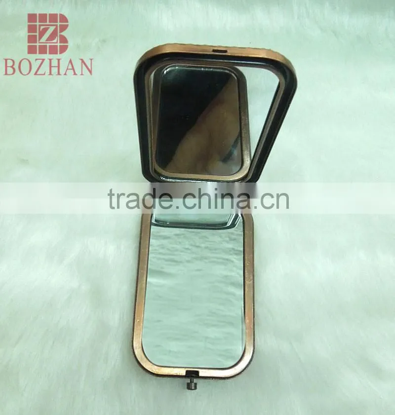 Metal souvenir peafowl rhinestone mirror/antique peafowl makeup mirror/promotional gift peafowl compact mirror