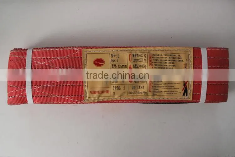 5 ton red lifting chain sling polyester flat woven webbing sling
