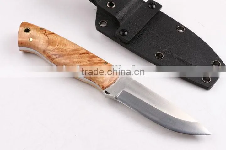 OEM fixed blade knife with D2 blade and white shadow wood handle
