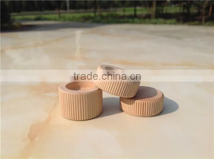 High quality striped small round wooden cap,custom stylish wooden bottle cap