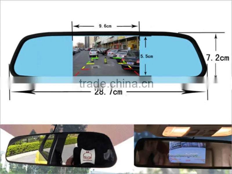 car reverse rearview 16:9 4.3 inch car security mirror monitor for camera dvd vcr 12v