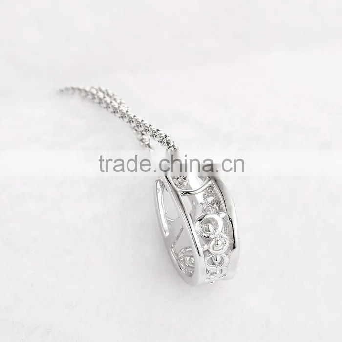 925 Sterling Silver Horse Shoe Shape Dancing Stone Pendant Necklace Jewelry SPG900W