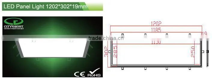 48W 1209x309mm Warm White Dimmable LED Panel Light with spring clips