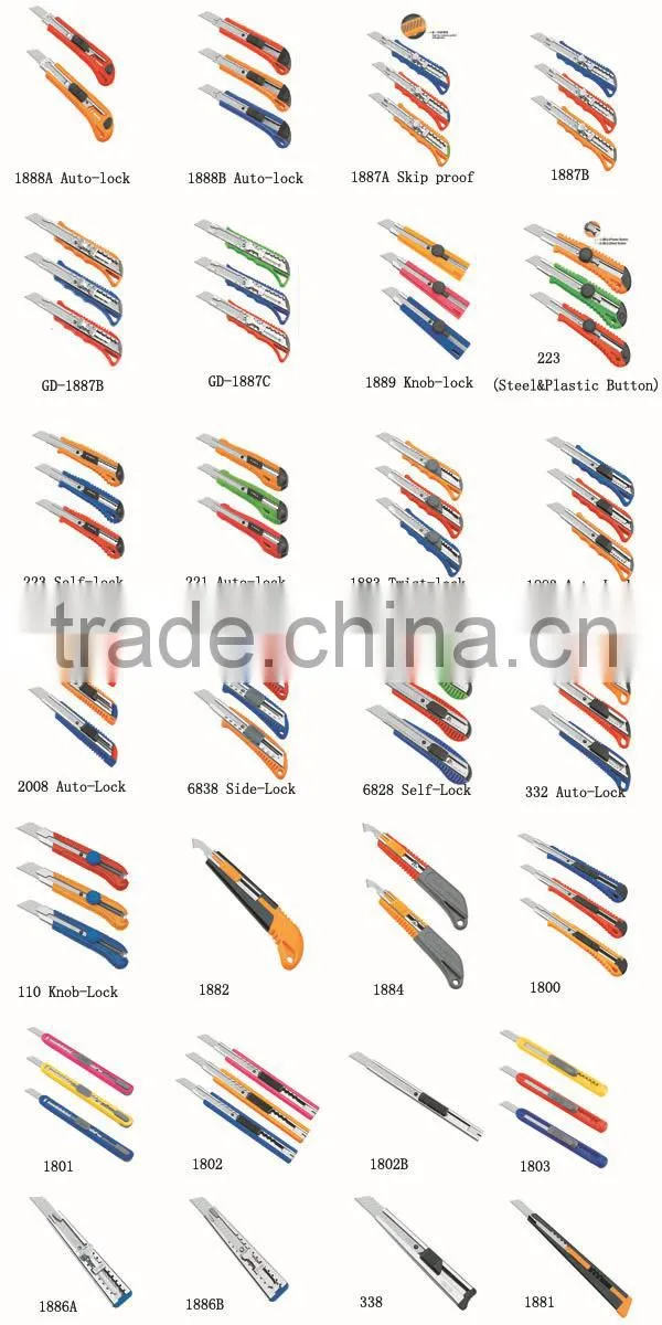 Decorational constructional qualified twist plastic hot utility cutter knife
