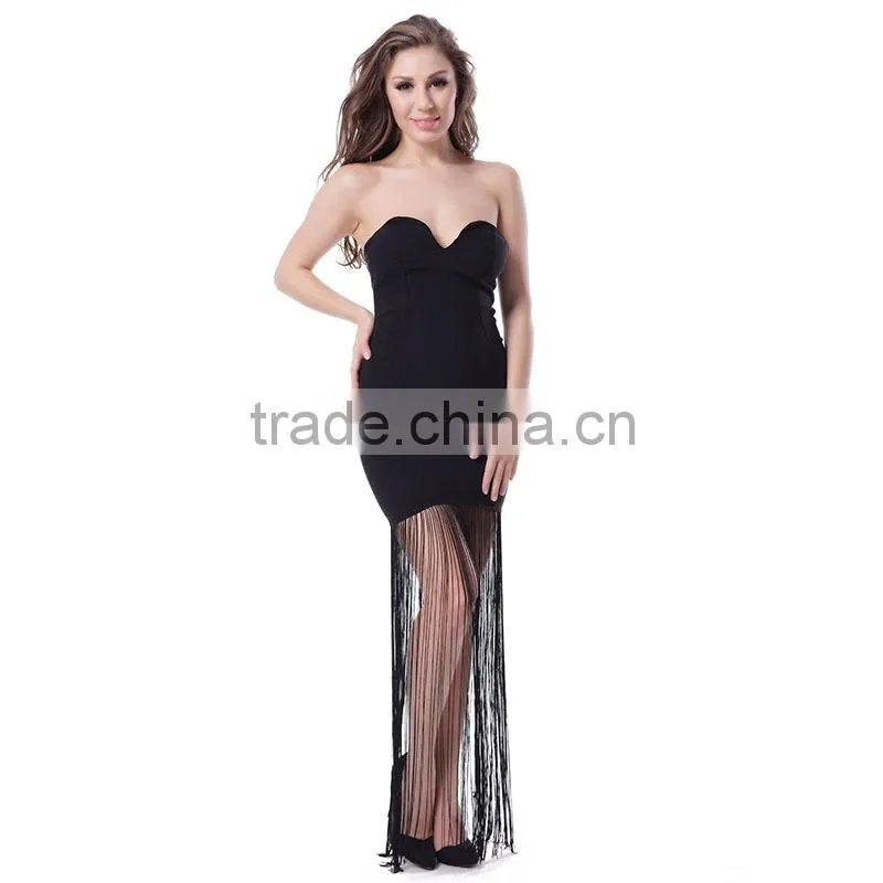 Professional printed floor length adult women party wear no strap sexy evening dress xxxl