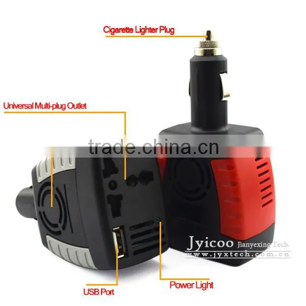 Jyicoo 150W Car Inverter 12V DC Cigarette Lighter to 220V AC Lighter Plug Adapter With USB 2.0A Output