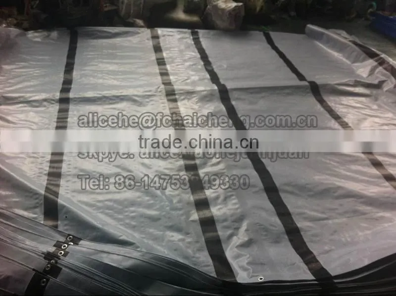 waterproof and reinforced HDPE Tarpaulin cover with black reinforced bands