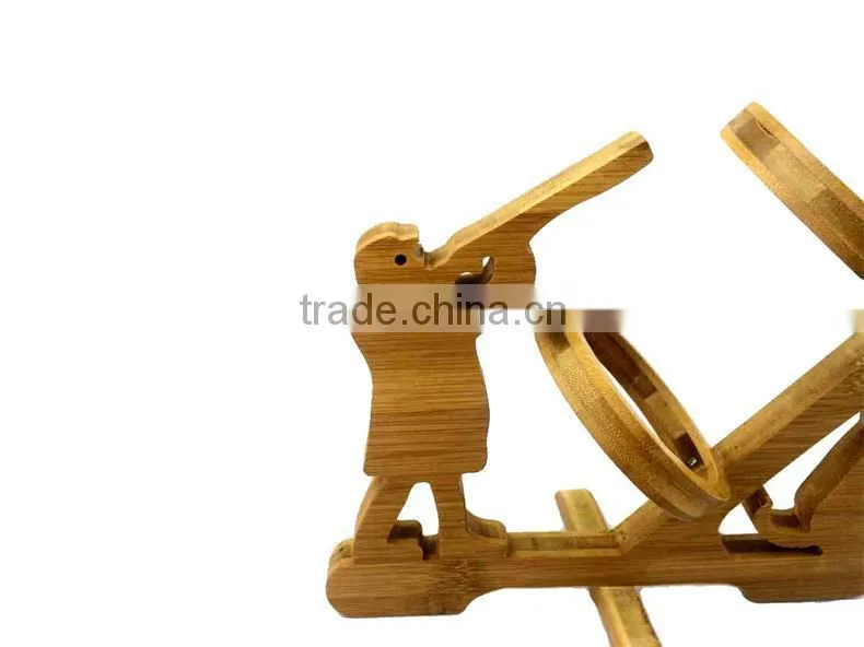 WR024/100% Bamboo Material Hot Sale Huntsman Shaped Folding Bamboo Wine Rack