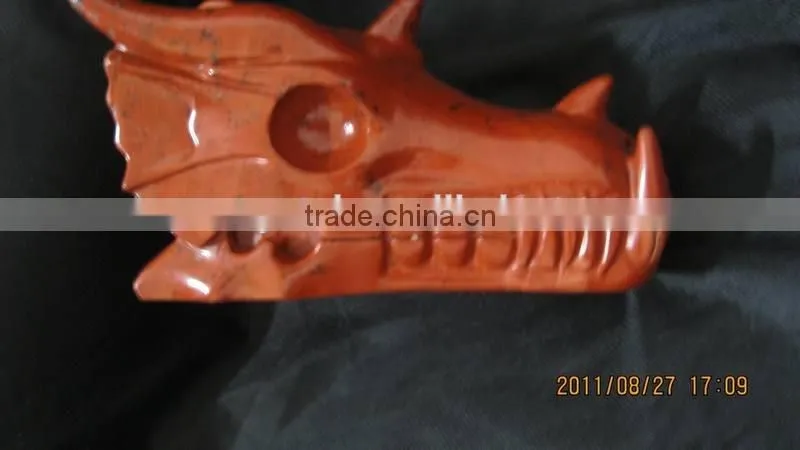 wholesale beautiful red jade crystal dragon skull head