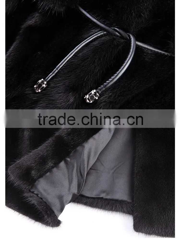 Wholesale top quality black slim mink womens fur coat from China