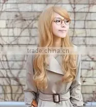 2014 hot sale long loose wavy golden hair wig