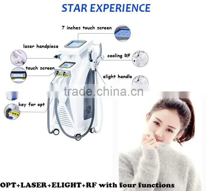 2016 Most popular beauty equipment 4in1 RF/OPT/Laser/Elight Hair Removal Machine