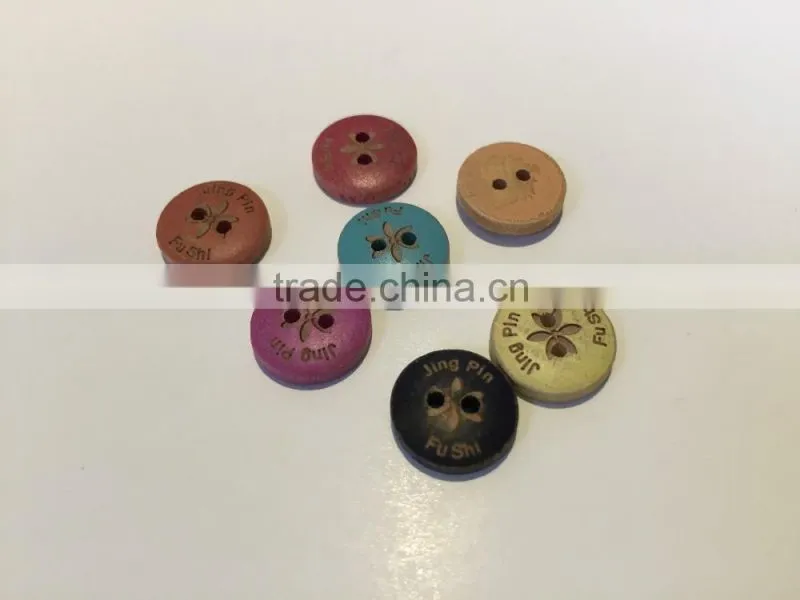 laser engraved 2 holes black wooden buttons for garment