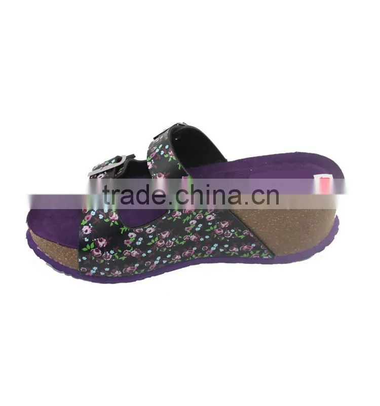 Sexy women wedge heel slippers cheap slippers with buckle