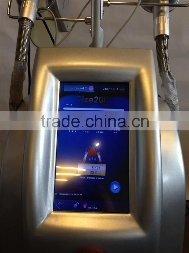 4 handles professional cryolipolysis device with 2 heads working simultaneously