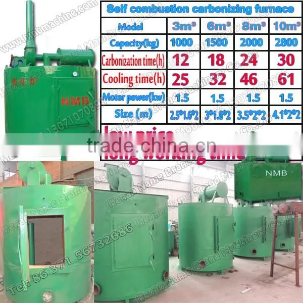 Smokeless continuous wood charcoal carbonization kiln make charcoal machine