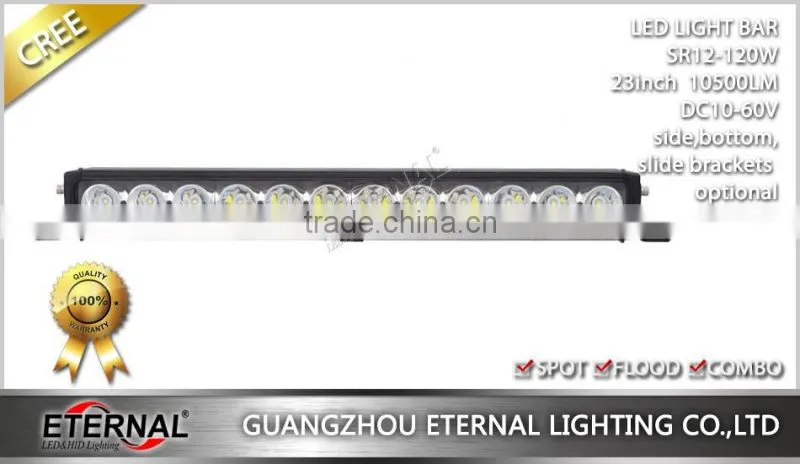 23in 120W light bar with side bottom slide left right brackets for Wrangler Rubicon TJ CJ JK LJ SUV F150 F250 hood
