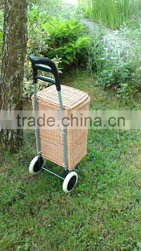 Wicker Shopping Trolley, Wicker Shopping Basket Trolley, Willow Shopping Basket Trolley, Wicker Shopping Bag on Wheels, Wicker S