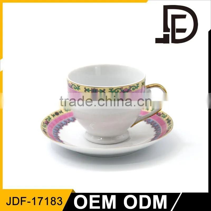 custom tea cup and saucer cheap / porcelain classical type white teacup set