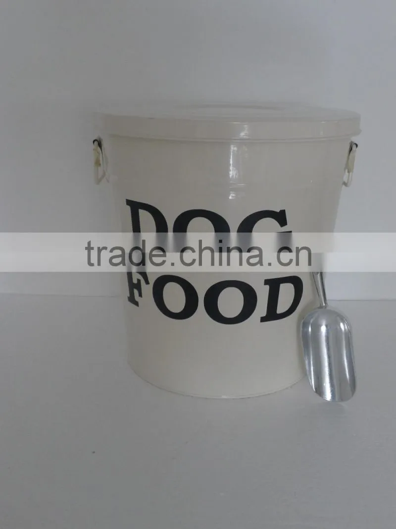 LARGE DOG FOOD CONTAINER Metal Pet Feeder Bin Steel Cat Food Can