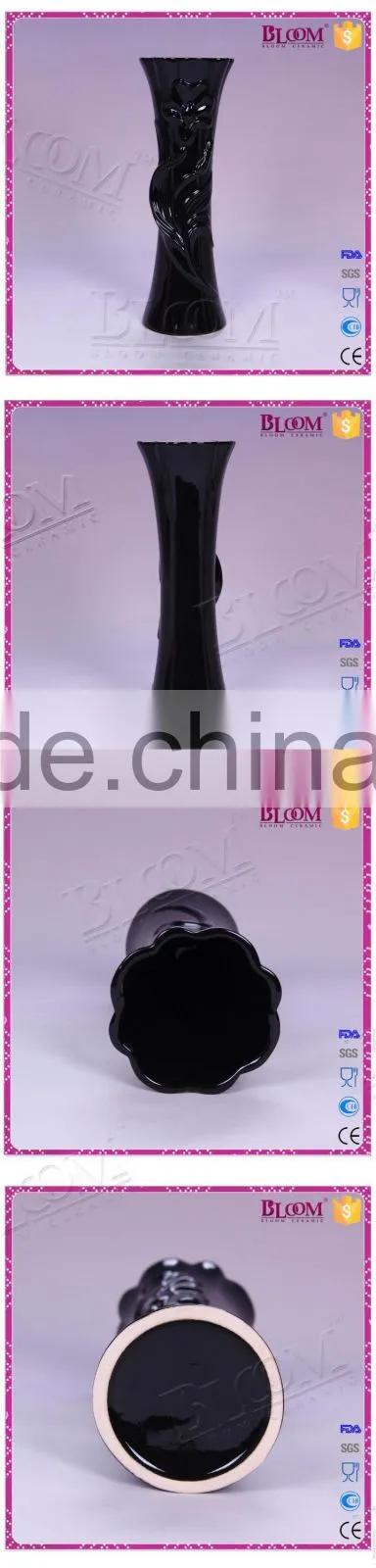 modern glazed black cheap ceramic vases flower for sale