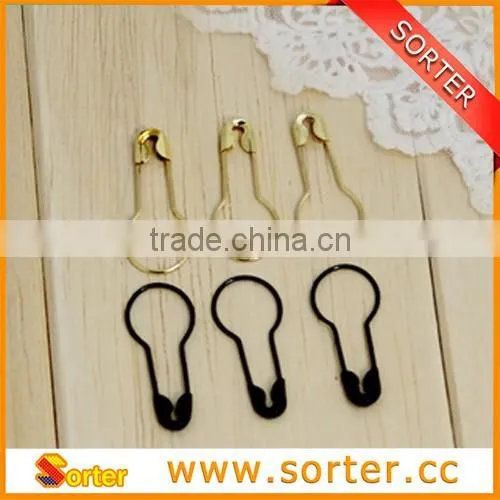 metal pear shaped safty pin /metal garment safety pin /Gold handtag pin