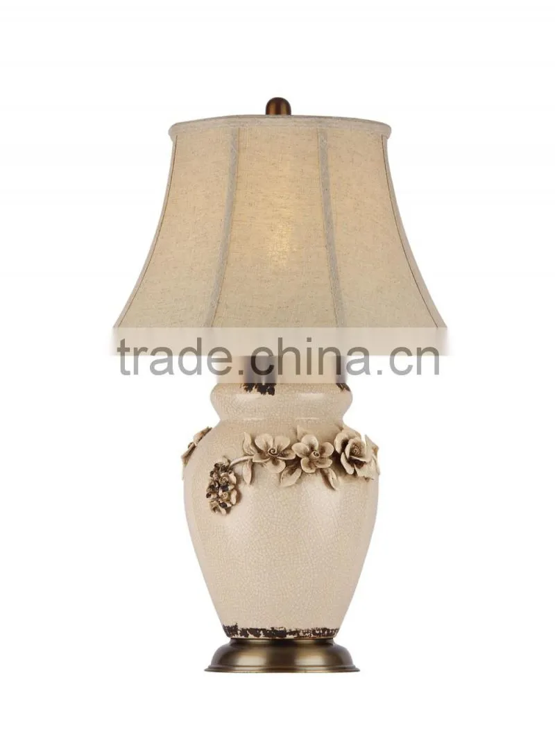 BISINI Luxury Flower Carving Ceramic Table Lamp