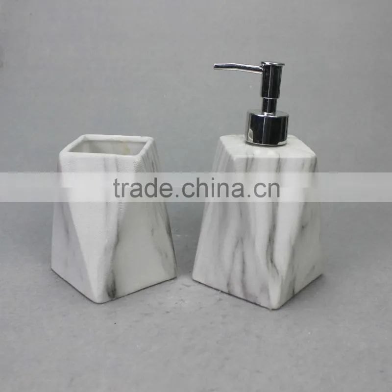 3 pcs Wood texture ceramic bathroom accessories set