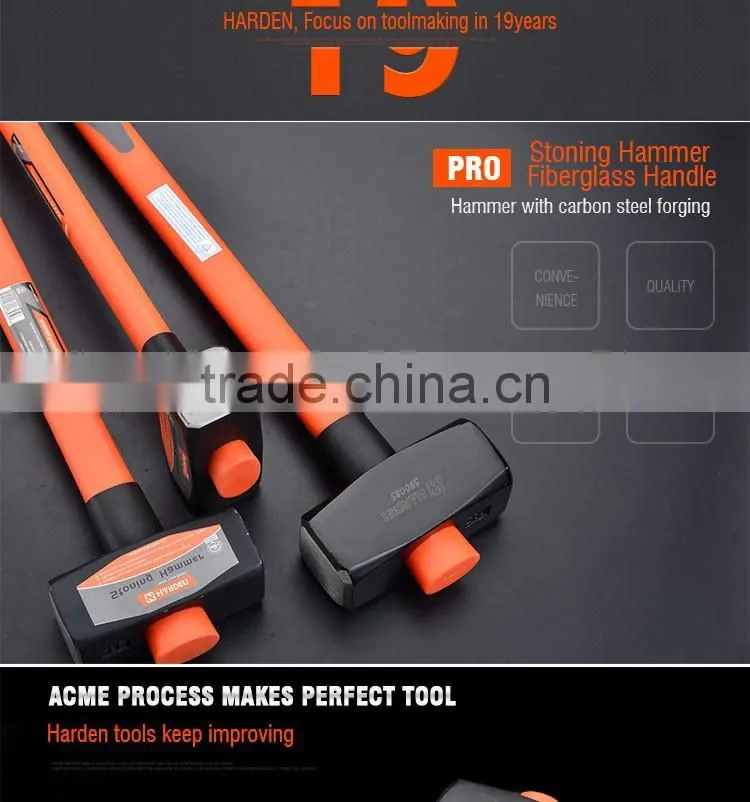 Professional Carbon Steel Stoning Stong Hammer With Long Flbreglass Handle