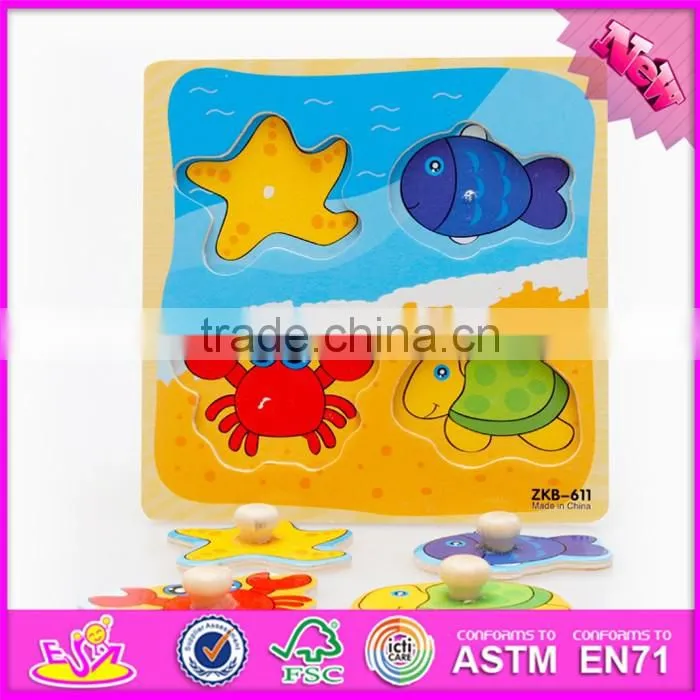 2017 New design children matching toy wooden knob puzzle W14M117