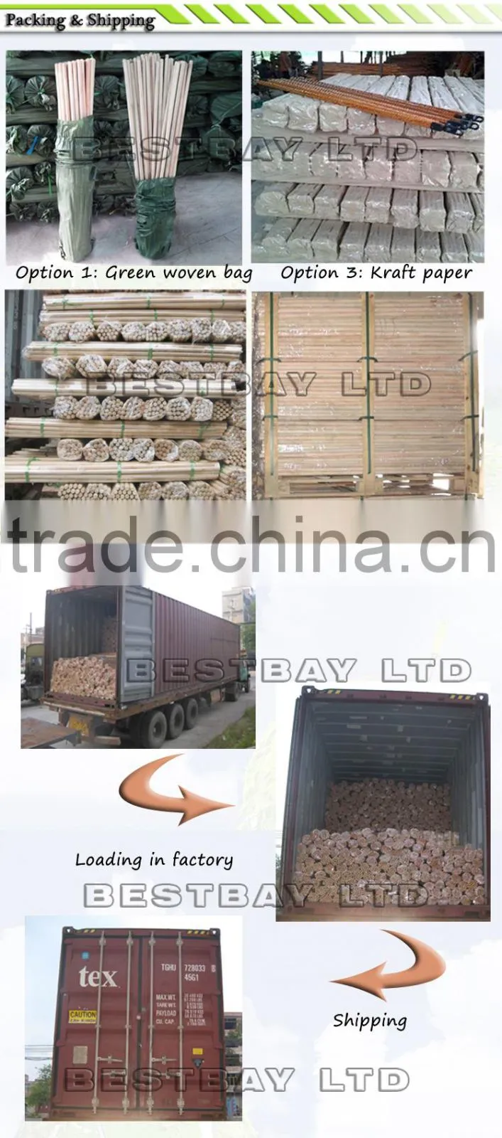 120*2.2cm natural wooden broom stick