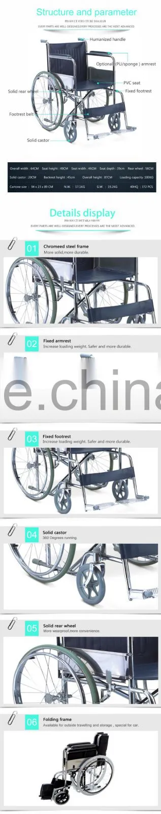 Guangzhou Best Price Manual Steel Wheelchair / Silla de Ruedas