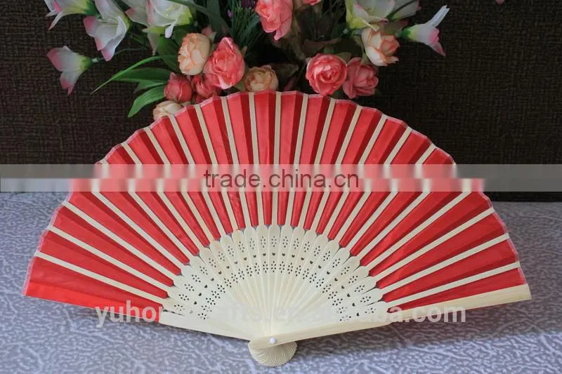 Red color bamboo wedding fan wholesale