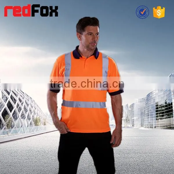 short sleeve fluorescent safety reflective hi vis shirt