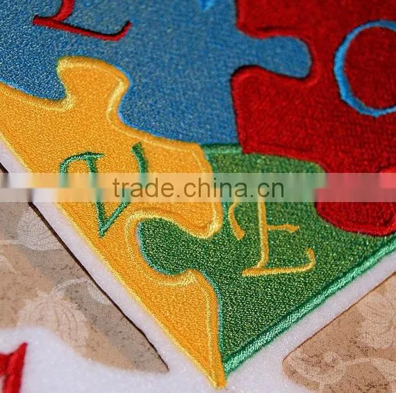 Custom high quality embroidered creative Love puzzles patch for clothes embroidery patch made in china choose size/color