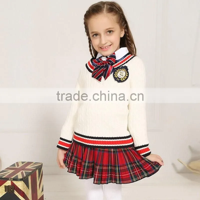 High quality OEM uniform cable knitting fashion british style junior school uniform