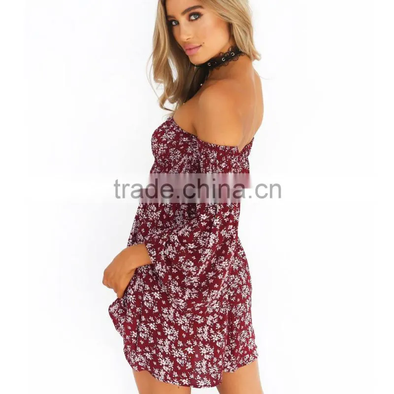 High Quality Styles Floral Off-Shoulder Dress Latest Dress Patterns Ladies for wholesale