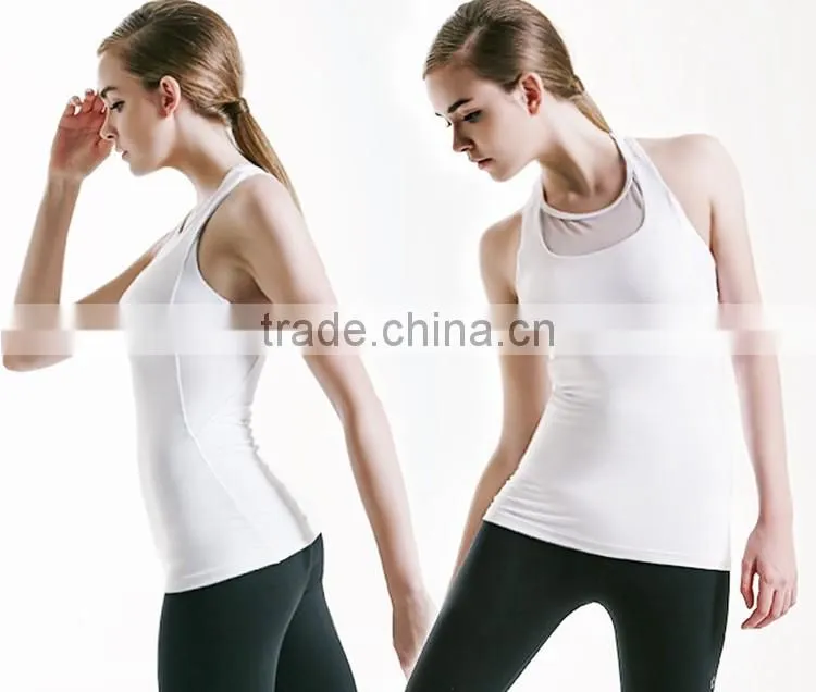 Mesh Women's Racerback Activewear Tight Lycra gym Sports White Tank Top