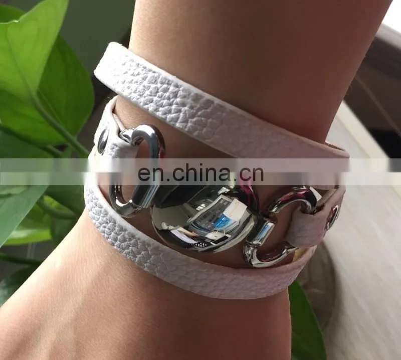 Suede Leather Open Cuff Stone Bracelet