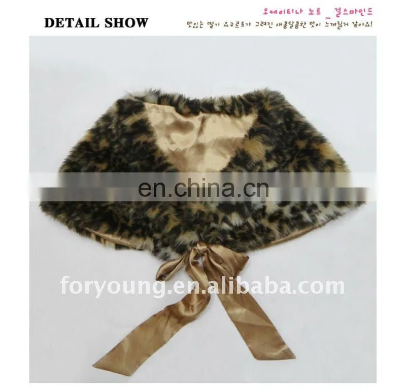 leopard print mink fur shawl fur hooded scarf