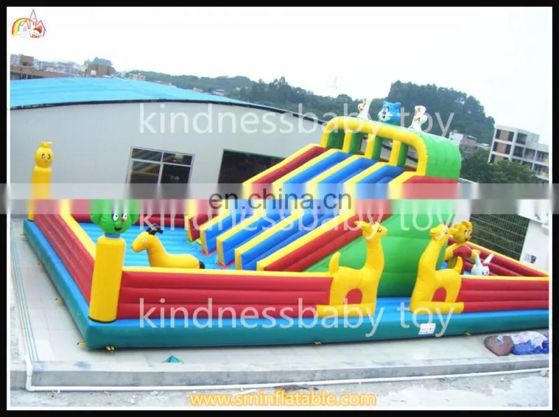 Interesting jumbo inflatable slide funcity,inflatable cartoon fun park,inflatable zoo amusemtnt park for sale