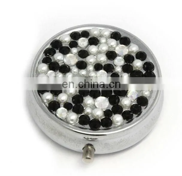 color full crystal pill box metal mini for wholesale