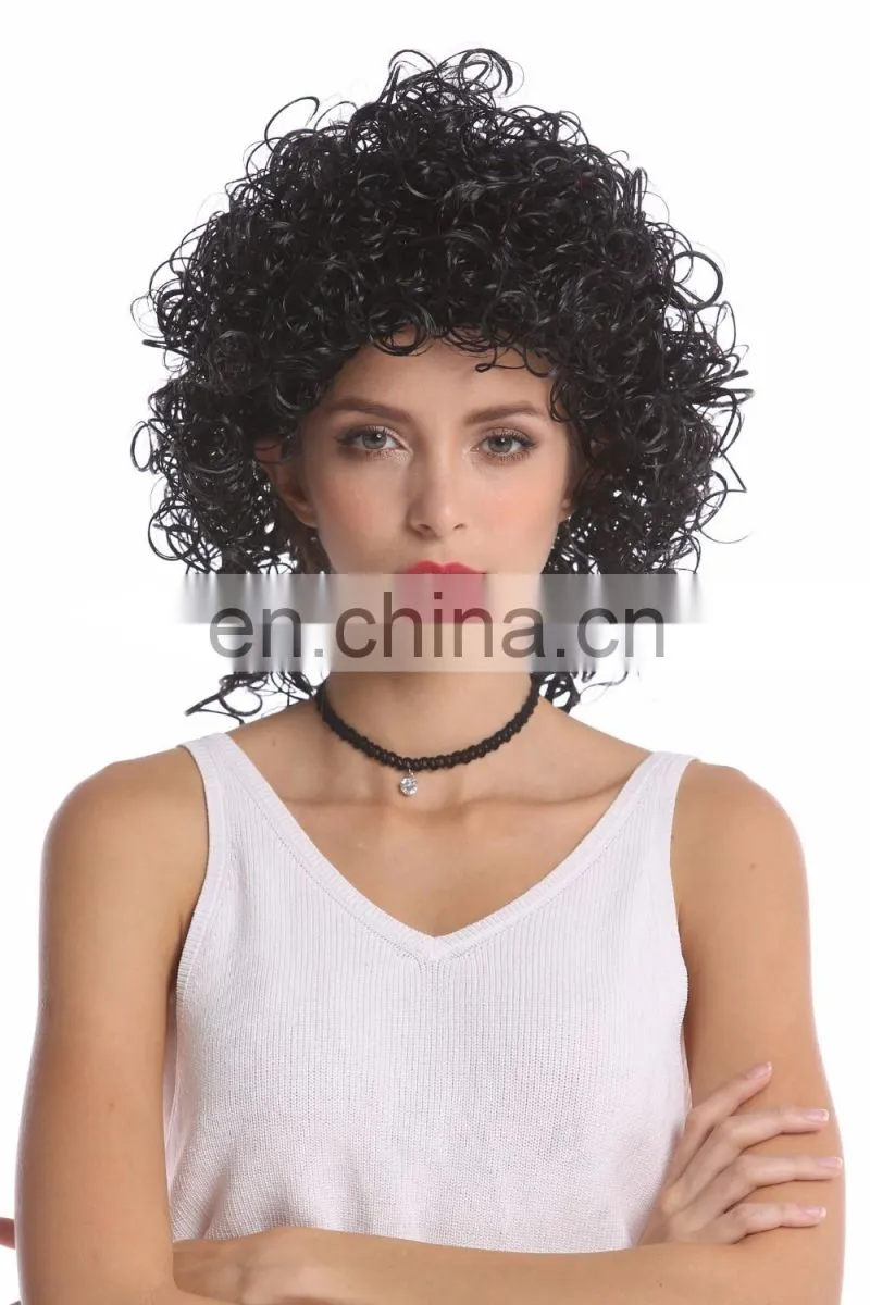Party humid curly short black wigs P-W249