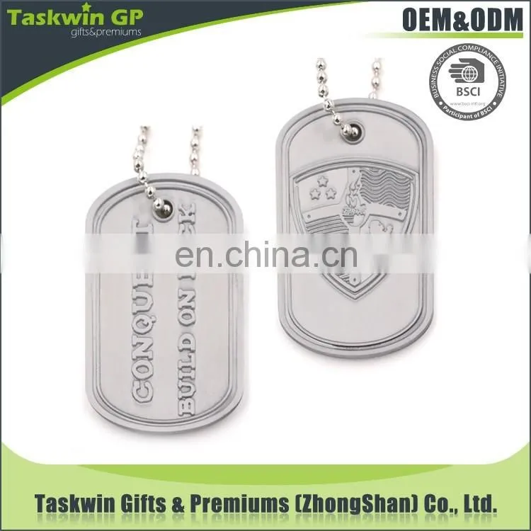 Aluminium design have your own logo dog tag with chain necklace for promotion