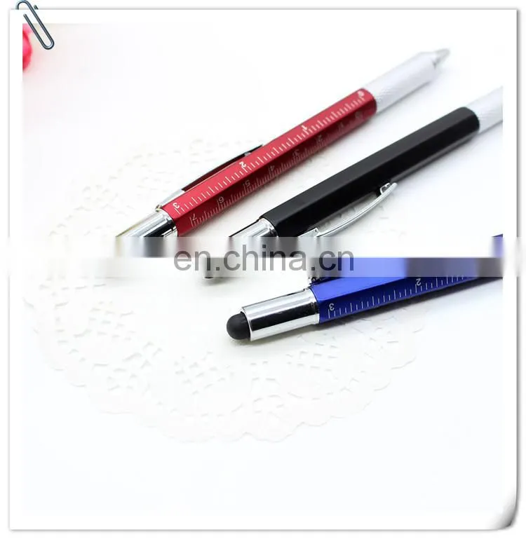 multi functional promotion novelty fancy creative advertising measure and screwdriver ballpoint ball pen with level vial