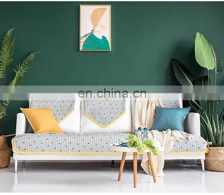 China Supplier Quilted 100%cotton stretch sofa cover protective anti-slip sofa seat cushion cover