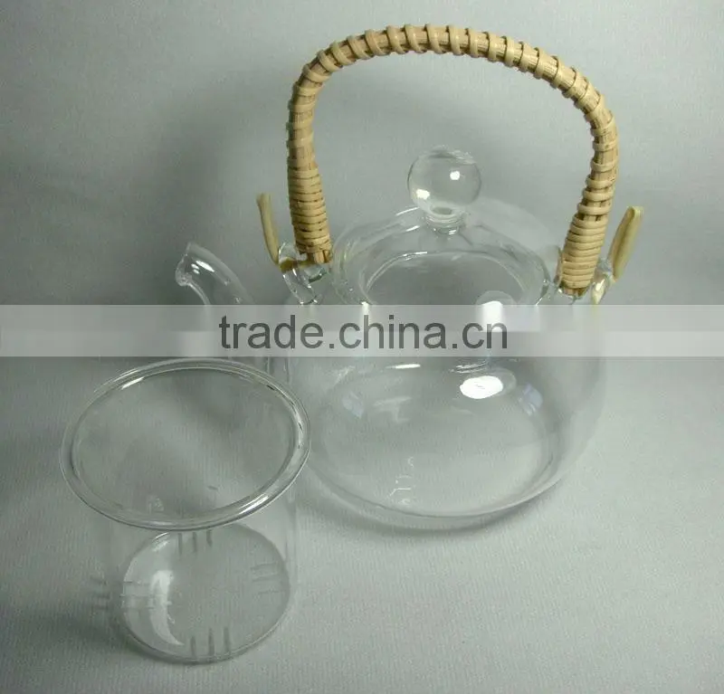 Clear Glass teapot/coffee pot with filter and handle, 600ml